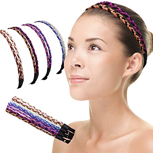 KCpenny Premium Cute Thin Headbands for women Elastic Headband adjustable No Slip headbands Multi 4Pk girls & Teens Fashion Athletic Accessories (Mixed colors)Handmade boho headbands for women
