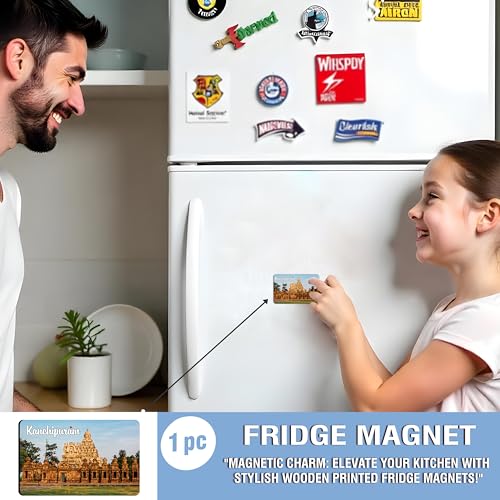 Image of Elegant Fridge Magnet with Themes |Rectangular Size Refrigerator Magnet with Magnetic Rubber Back | Pack of 1, 8.6cm X 5.4cm (Kanchipuram)