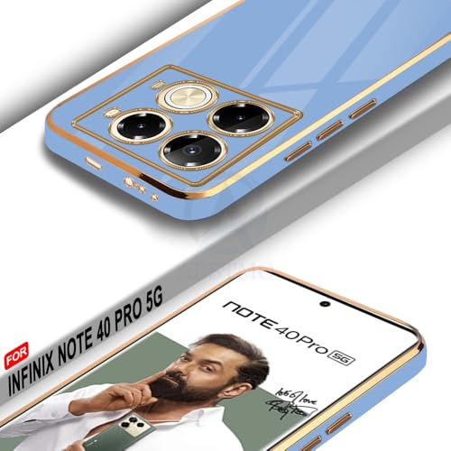 Image of AESTMO Back Case Cover for Infinix Note 40 Pro 5G Back Cover | Gold Electroplating Chrome | Raised Edges | Super Soft-Touch | Bumper Back Case for Infinix Note 40 Pro 5G (Gold & Blue)