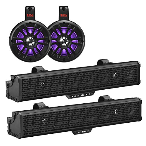Boss Audio Systems B40RGBK ATV UTV Bluetooth, Amplified, IPX5 Weatherproof Audio System Package