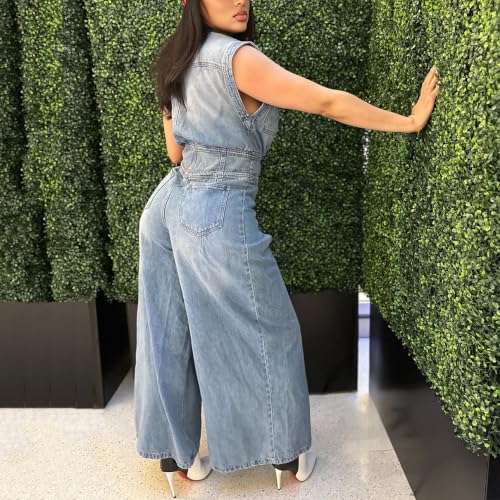 Mono de mezclilla para mujer con pantalones largos vaqueros de estilo desgastado moderno 3