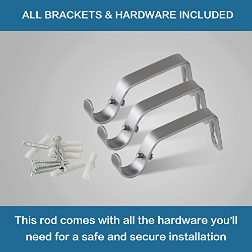 H.versailtex Window Curtain Rods For Windows 66 To 120 Inches Adjustable Decorative 3/4 Inch Diameter Standard Single Window Curtain Rod Set With Sparkling Mosaic Finials, Nickel #TOP3