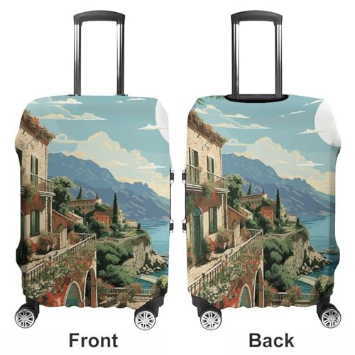 Mediterranean Summer Printed Luggage Cover Protector, Fits 18-32 Inch Luggage3