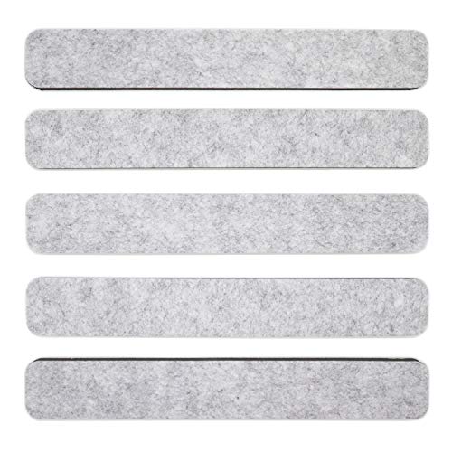 Omitfu Felt Bulletin Board Bar Strip 0.5 Inch Thick Self-Adhesive Pin Board Bar 13 Inch in Length with 15 Pushpins, 5 Light Grey Bars