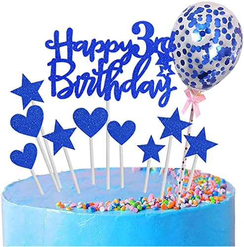 Zayin Personalised Happy 8th Birthday Cake Topper Set,Happy Birthday Sign for Cake,11p Glitter Balloon Stars Heart Cupcake Topper 8th Birthday Cake Party Decoration(8 year old, Pink)