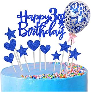 Zayin Personalised Happy 8th Birthday Cake Topper Set,Happy Birthday Sign for Cake,11p Glitter Balloon Stars Heart Cupcake Topper 8th Birthday Cake Party Decoration(8 year old, Pink)