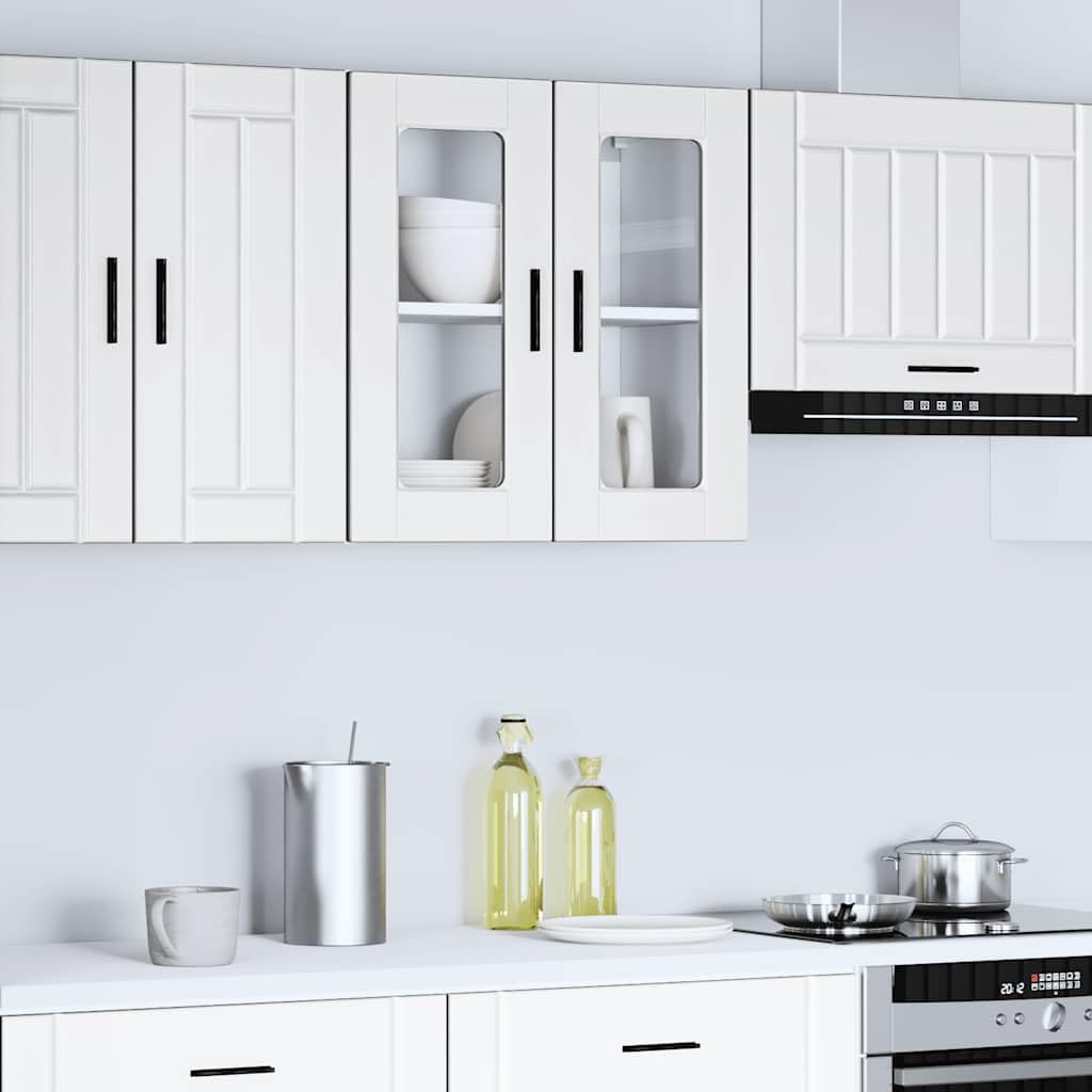 vidaXL Armoire Murale de Cuisine avec Porte en Verre Porto Blanc