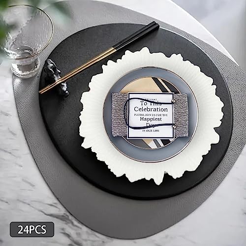 Set de 24 platos cargadores plásticos redondos blancos miniatura 3