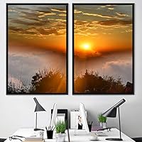 2 Piece Framed Canvas Wall Art Colorful Sky Canvas Prints Home Artwork Decoration for Living Room,Bedroom - 16
