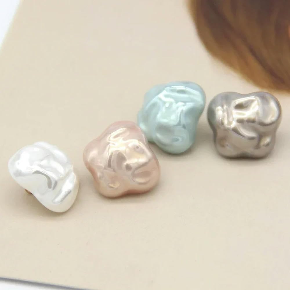 Guziki perłowe, 10 szt., 14 mm, glazurowane, metalowe, z trzonkiem, do dziecięcych ubrań i akcesoriów krawieckich(White Butterfly)