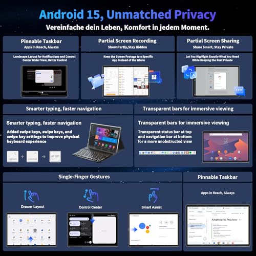 Image of Relndoo - 10.1 inch Android 15 tablet with keyboard, 24GB+256GB+2TB expandable, 2 in 1 tablets with keyboard case and stylus, Gemini AI, 8 cores, 8000mAh, 5G WiFi, GMS, GPS