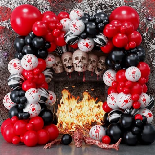 Halloween Balloons Garland Arch Kit, 125 PC Red Black Scary Ballo...