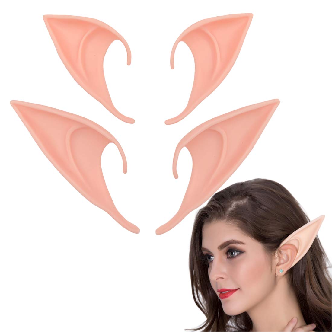 Feezi Pixie Elf Ear, Fairy Ears, Cosplay Halloween Party Live broadcast Props, Anime Party Dress Up Costume, Masquerade Ball Elven Vampire Ears(2 Pair)