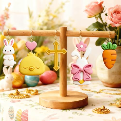 Image of ORIGACH 16 Pcs Easter Themed Clay Cutters Set PLA Clay Earring Cutters for Earring, Necklaces, Bracelets Making Polymer Clay Molds with Storage Box