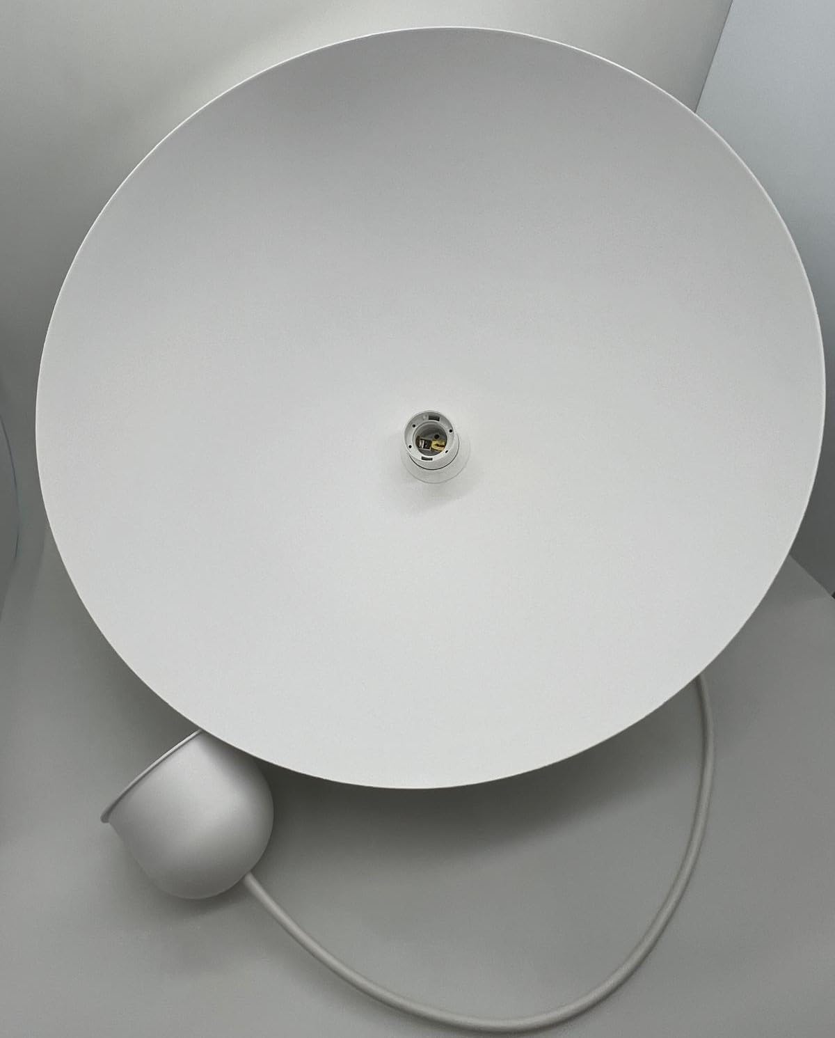 L+ Lampadario a Sospensione Moderno per Cucina e Soggiorno | Lampada Mezza Sfera Metallo 40cm E27 | Design Industriale Made in Italy (Bianco RAL 9016, Cavo 80cm)
