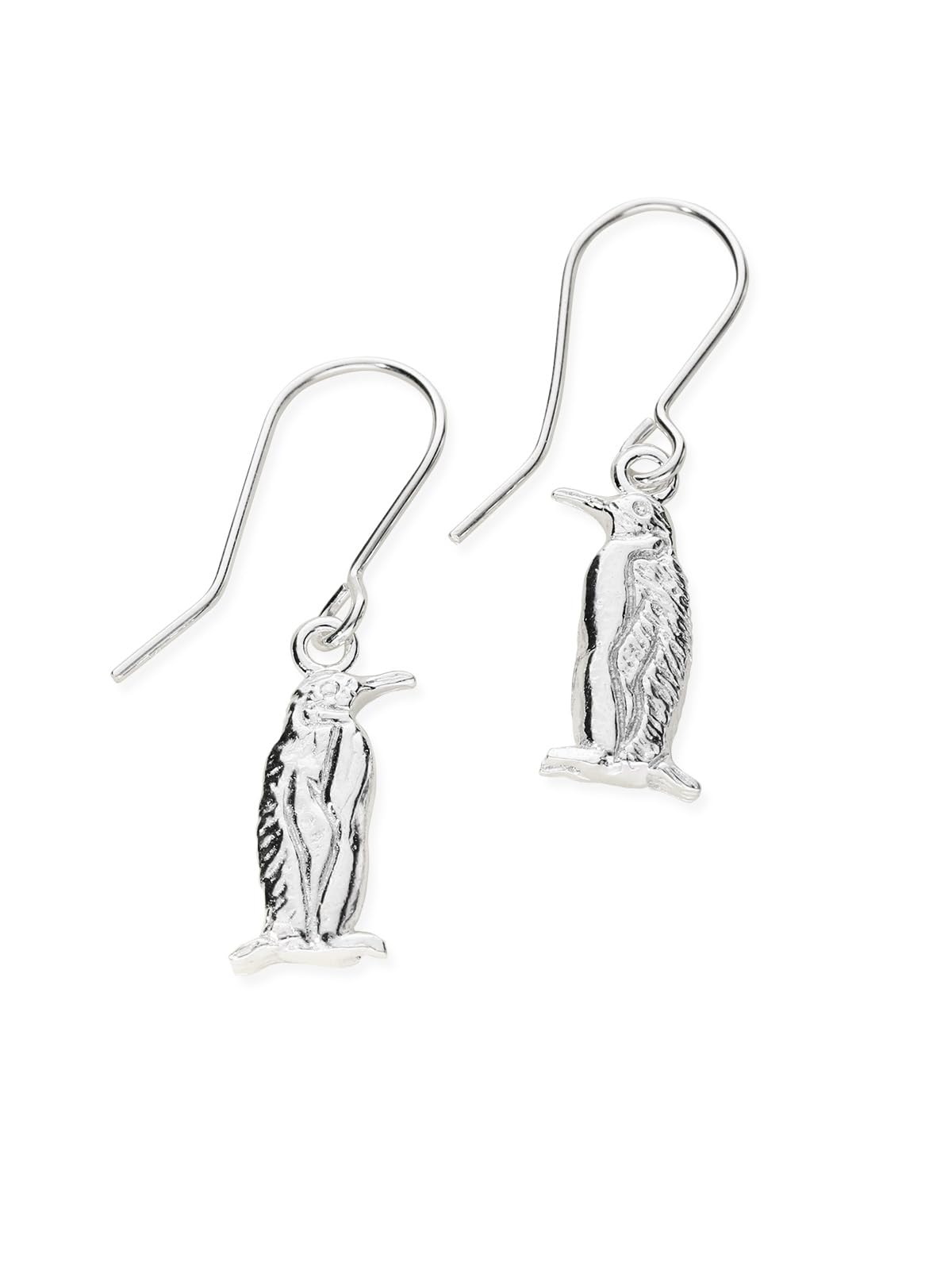 925 Sterling Silver Penguin Handmade Drop Earrings, Whimsical Bird Design, 30mm x 9mm, Dangle Style