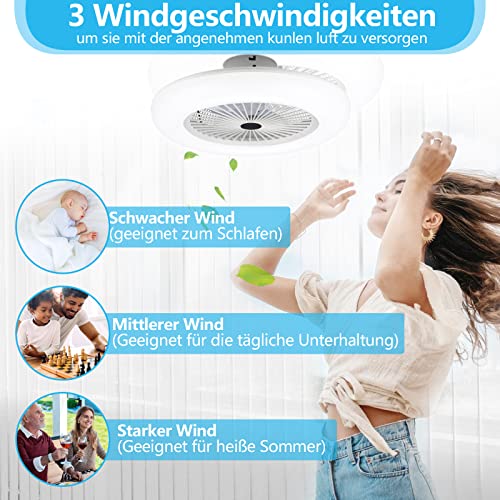 Daromigo 80W Ventilador de Techo con iluminación, Lámpara con 3 velocidad del viento ajustable 3 color, Regulable LED Ventiladores para el Techo con Mando a distancia, Temporizador - imagen 3