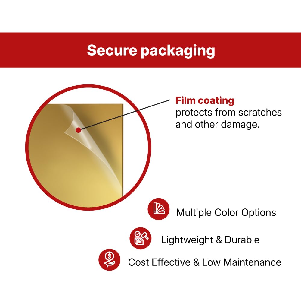 Gold Mirror Acrylic Sheet 12x20 (Pack of 6), 3mm (1/8 in) Thickness - Acrylic Mirror Sheets for Arts & Crafts, DIY Projects, Gold Sheets for Laser Cutting and Engraving with CO2