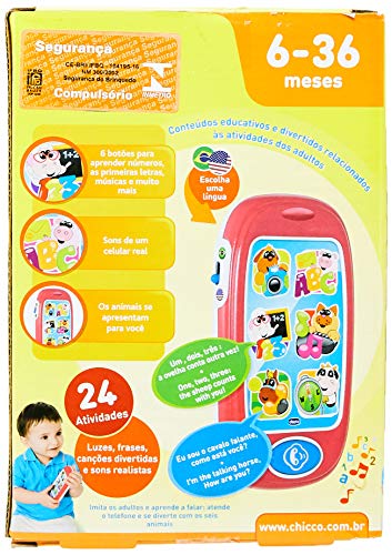 Smartphone Animal Português/Inglês, Chicco, Vermelho