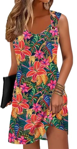 Image of Disamer Summer Dresses for Women 2026 Sundresses Sleeveless Beach Swimsuit Cover Ups Spring Casual Tank Tshirt Sun Dress