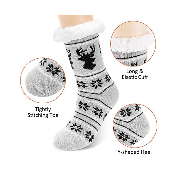 Calmare Aiglam Fleece Socken, Pantoffel Socken, Weihnachtssocken Damen Gemütliche Weiche Vlies Beleg Pantoffel Bett… – Bild 5