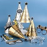 36 Pcs Black Golden Birthday Party Hats Set Includes 6 Party Cone Hats 6 Birthday Headband 12 Paper Glasses 12 Noise Makers Party Supplies for Photo Booth Props - Image 5