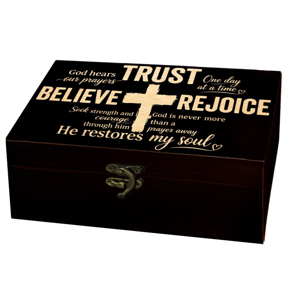 arricraft Cross Scripture Rectangle Divination Wood Storage Box with Lid โ image 1