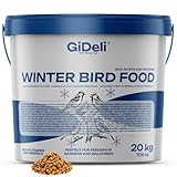 GiDeli Vogelfutter Winter 20kg im Eimer - Streufutter für Wildvögel ganzjährig - Meisenfutter für Garten & Balkon mit Leinsamen reich an Omega-3, Calcium – ohne Zusatzstoffe