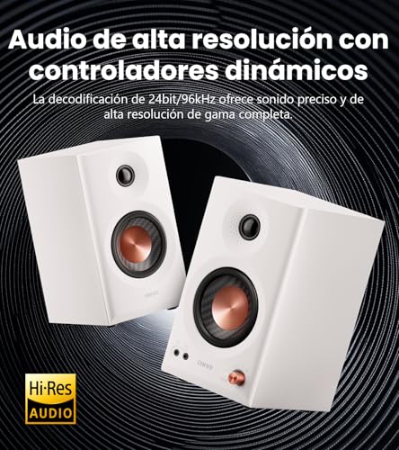 Miniatura 5 de Edifier MR3 - Altavoces de Estudio compactos 2.0, Hi-Res Audio, Bluetooth V5.4, Controles físicos, RCA, AUX, Aplicación móvil, 2x18W, Blanco