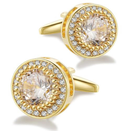 Crystal Cufflinks for Men CZ Cuff Links Sparkle Diamond Gold Ornate Cufflinks for Wedding Groom Best Man3