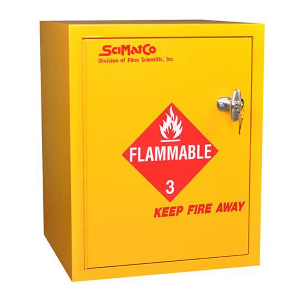 SC8023 Yellow Bench Flammables Cabinet with Self Closing Door, 6 x 1 gal Capacity, 53.98 cm H x 40 cm D x 42.55 cm W