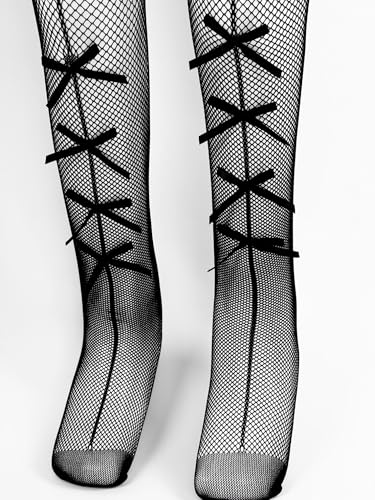 renvena Girls Bowknot Tights Fishnet Stockings Kids Solid Color Stretchy Pageant Dance Pantyhose4