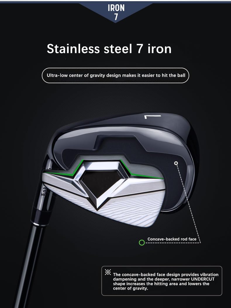 Herren Golf Komplettset 12 Schläger mit Tasche Driver Einstellbar 8,5°-12,5° Eisen 5-SW Putter Easy Control