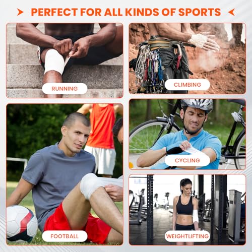 Image of 16 Pack Athletic Tape, White Sports Tape for Wrist Ankle Protection, Sports Tape Athletic No Sticky Residue, Easy to Tear Gymnastics Tape for Soccer, Football, Training Supplies (1.5 inch x 160 Yards)