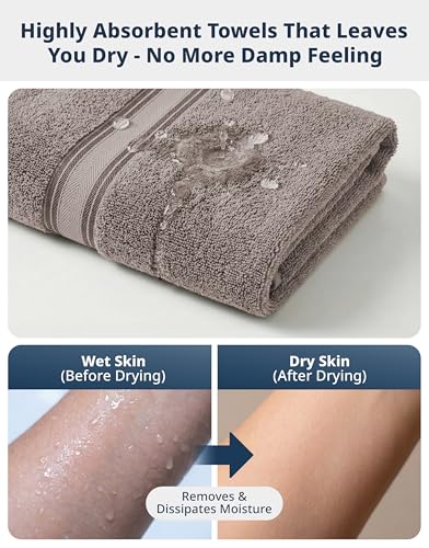 Image of Lane Linen 100% Mercerized Cotton Bathroom Towel Set - 18 Pieces - Fluffy, Super Soft & Highly Absorbent - 6 Bath Towels, 6 Washcloths, 6 Hand Towels - Zero Twist, Double Sided Cotton Terry - Platinum