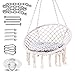 Ohuhu Hamaca Colgante Columpio con Silla Colgante, cojín Suave y Kit de Montaje para Colgar, Duradero, Fabricado con Cuerda de algodón 100% Sillacolumpio de Interior de macramé para dormitorios