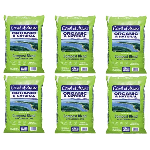 Coast of Maine Quoddy Blend, 1 cu ft (Pack of 6) Organic and Natural Compost Blend with Lobster and Crab - Improves and Revitilizes Soil