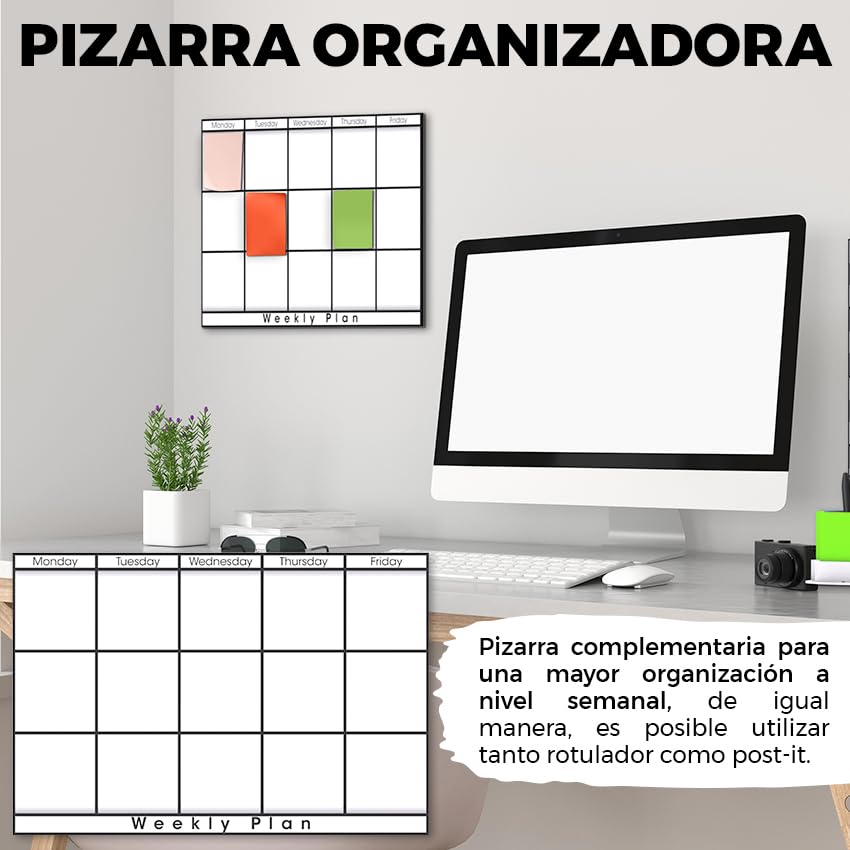 Planificador Semanal con TORRE y PIZARRA - Organizador Semanal, Calendario de Estudio - Ahorra Espacio