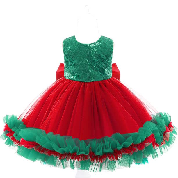Image of Girls Flower Girl Red Dress Christmas Party Holiday Dresses