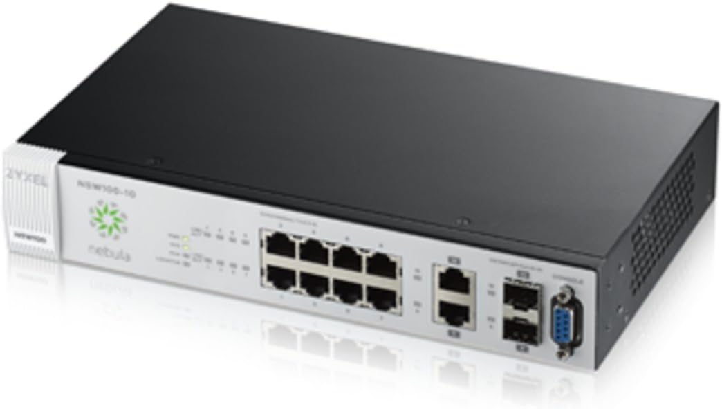 Zyxel Nebula Cloud Managed 10-Port Gigabit Layer 2 Switch (Bundled with 1 Year Enterprise License) UK plug [NSW100-10]