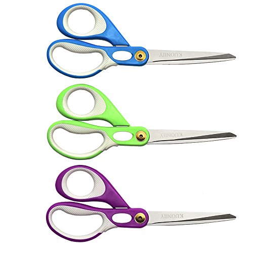 KUONIIY Scissors Multipurpose 8 Inch 3-Pack,Come with Cover