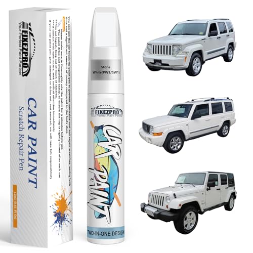 Image of Stone White(PW1 /SW1) Touch Up Paint for Jeep, Car Paint Scratch Repair Remover Pen Color Exact Match, Quick and Easy Fix Automotive Chips and Nicks Scuff