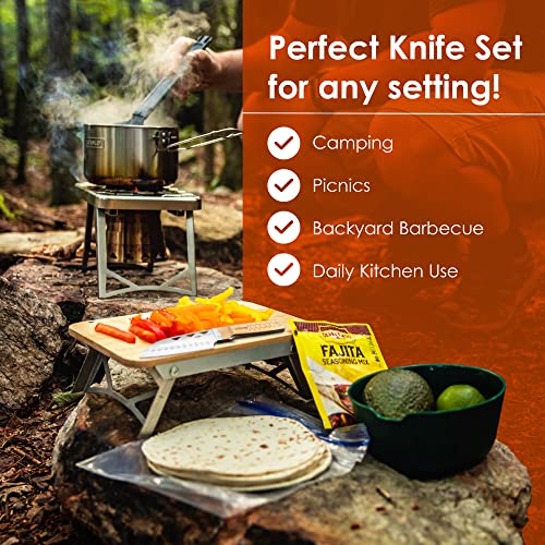 Ncamp Food Prep Folding Knife - Premium Chef Knife, Classic Western Utility, Outdoor Cooking Knife With 9Cr18Mov Steel Blade, Wood Handle For A Comfortable Secure Grip #TOP5