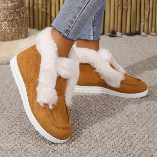 Pubyfun Senior Comfy Winter Ankle Boots Women, Ladies Warm and Comfortable Casual Snow Boots, Women Winter Snow Boots, Fur Lined Warm Slip on Boots3