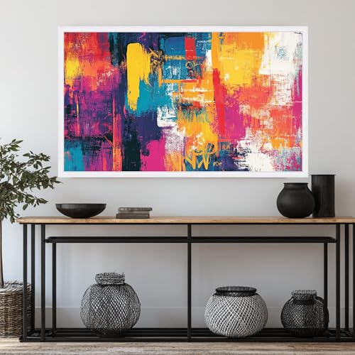Tableau abstrait sur toile moderne colorée grand format 50x90 - 4