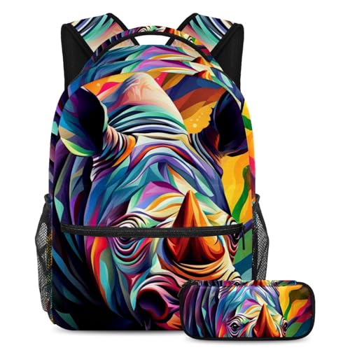 Cartables de grande capacité finis les sacs trop petits motif rhinocéros