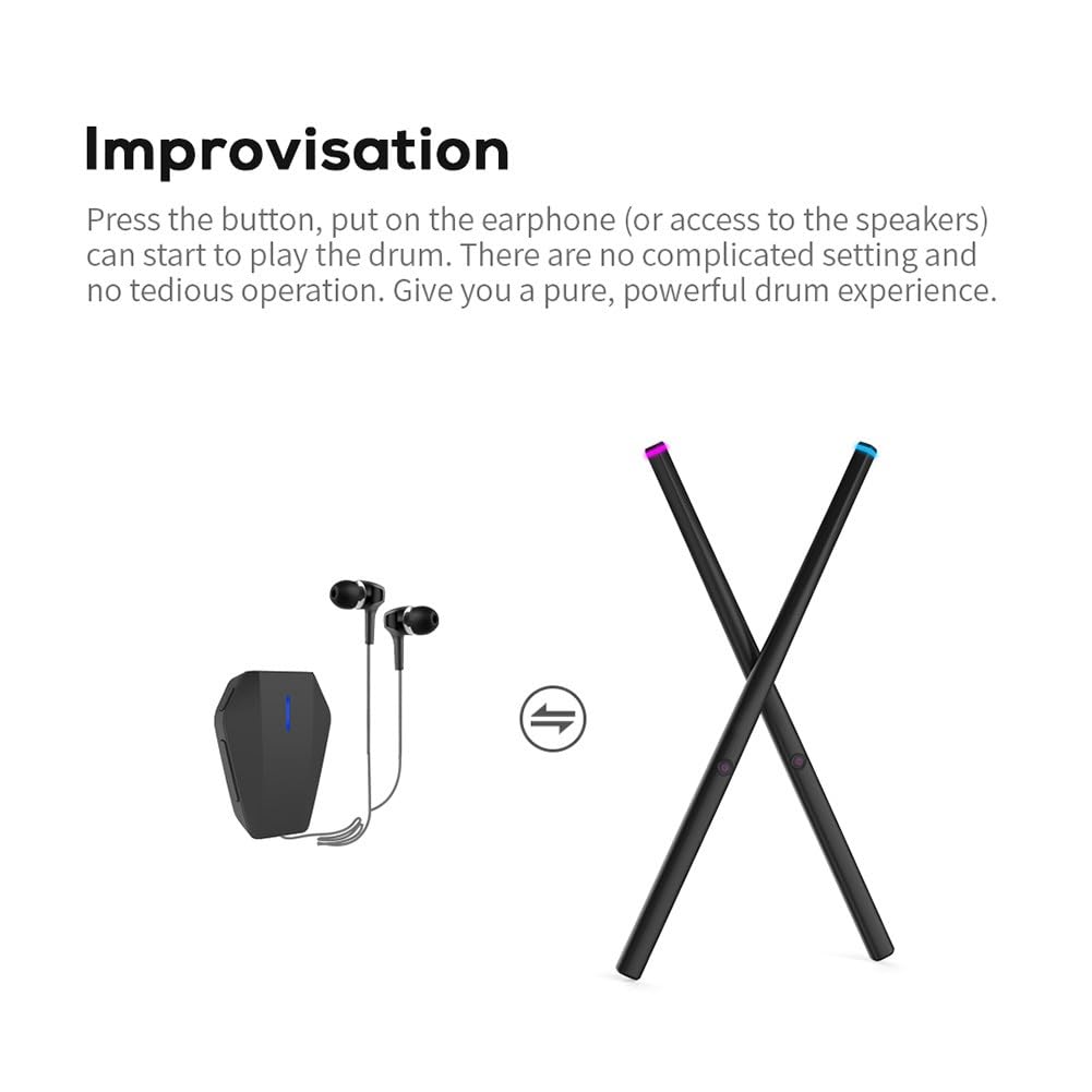 Tragbares elektrisches Lufttrommel-Set mit Fußwandler, virtuelles für Midi-Drum-Kit für iOS Android, leises Üben Reisen Drumming System Schwarz