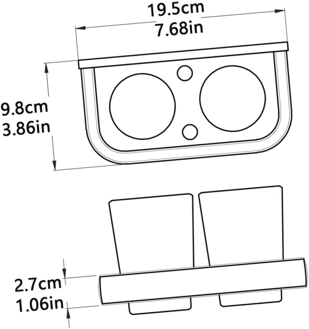 STOBAZA Simple Toothbrush Cup Holder Wall Mounted Storage Rack Double Mouth Cup Brush Stand Hygienic Brass Plating Bathroom