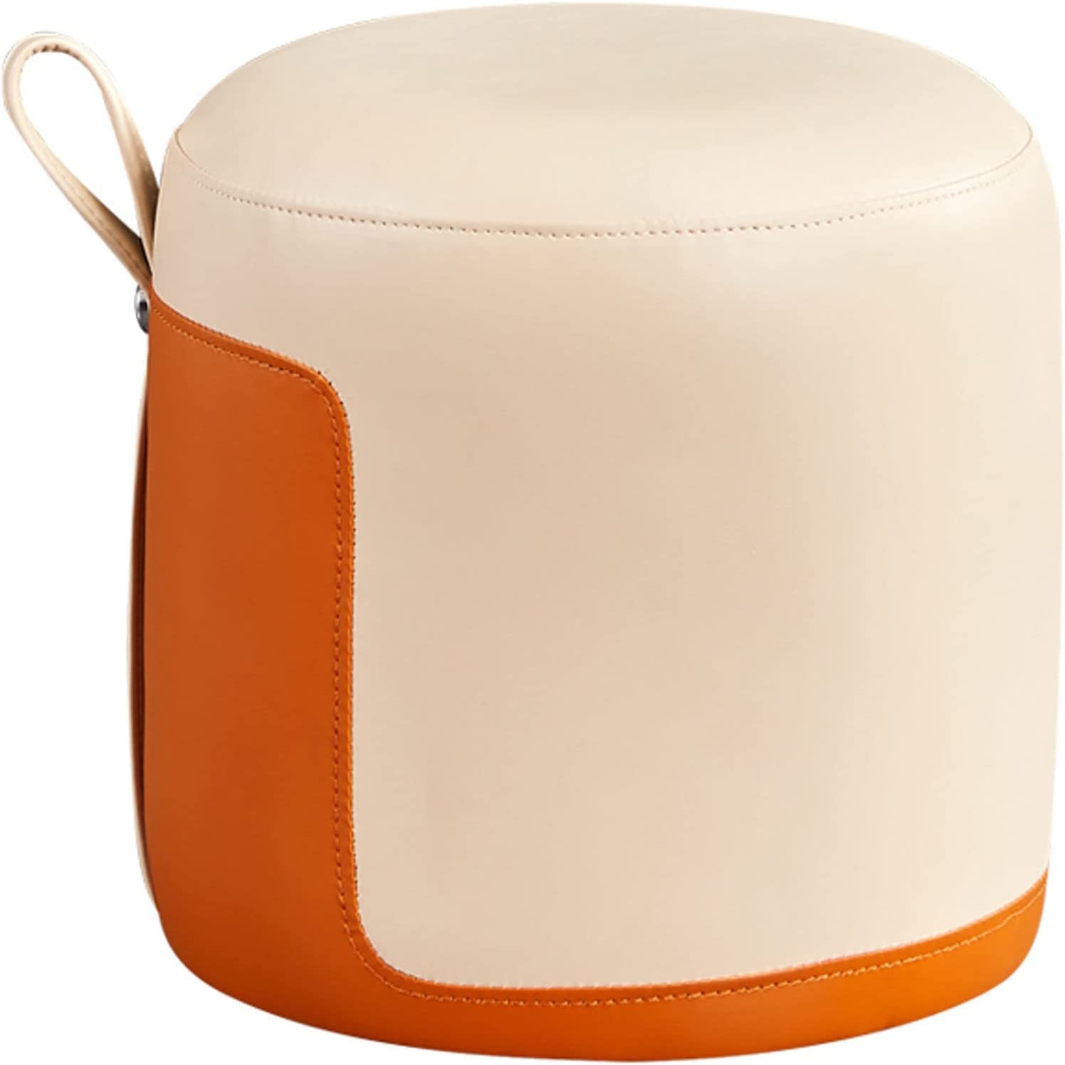 Tabouret repose-pieds orange en PU avec sangle pour créer un coin lecture cosy