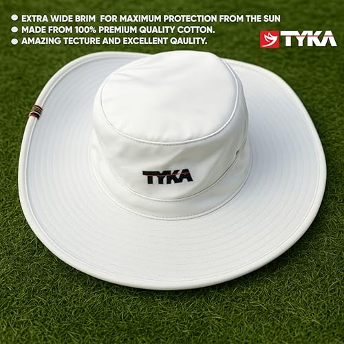 Image of TYKA Cricket Panama Hat | Wide Brim Sun Protection Hat with Sweat-Absorbent Towel Lining | Lightweight & Breathable Headwear for Cricket Matches